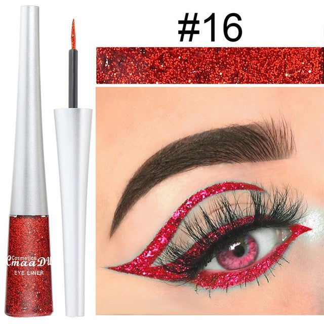 16 Colors Waterproof Glitter Eyeliner for Halloween Makeup