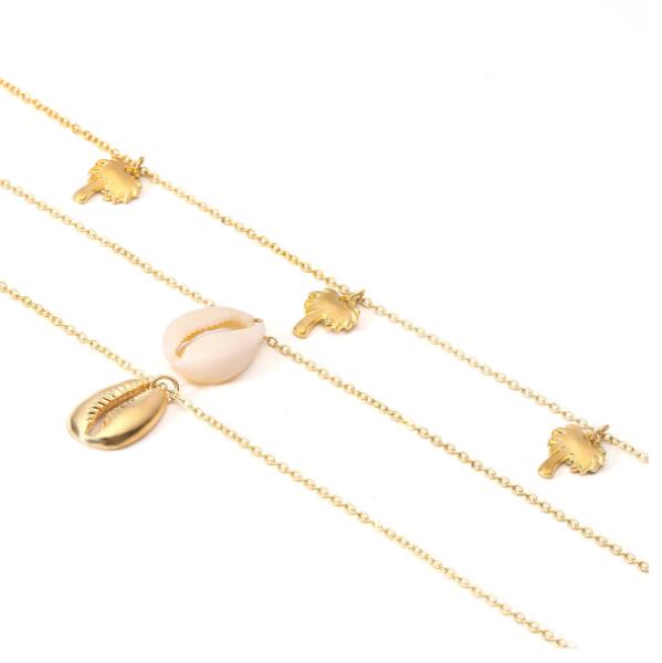 Minimalist Coconut Tree Shell Pendant Layered Necklace