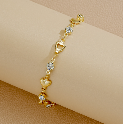 Women's Fashion Pearl Double Crystal Flower Bracelet