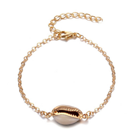 Versatile Metal Layered Necklace with Shell Pendant