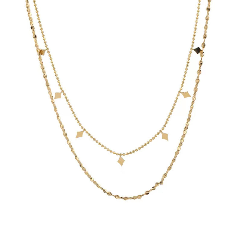 Titanium Steel Layered Star Diamond Necklace for Women
