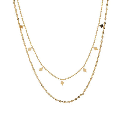 Titanium Steel Layered Star Diamond Necklace for Women