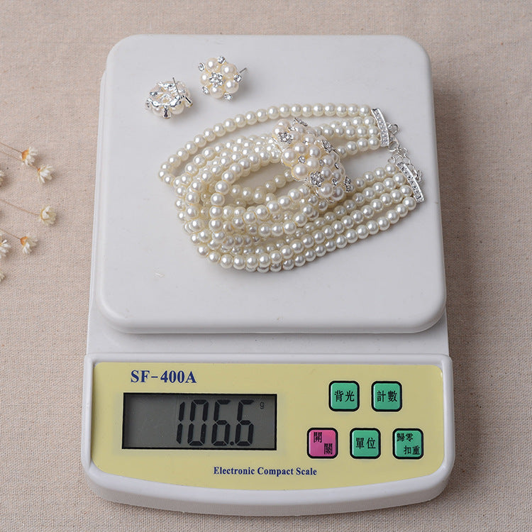 Bridal Pearl Flower Necklace and Earring Set