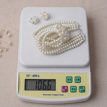 Bridal Pearl Flower Necklace and Earring Set