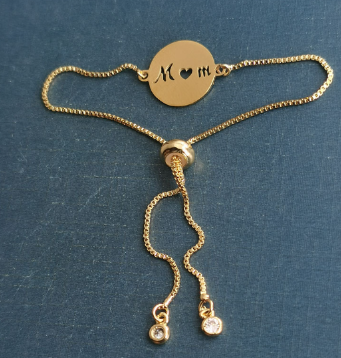18K Gold Plated Mom Circle Pendant Bracelet (One Piece)