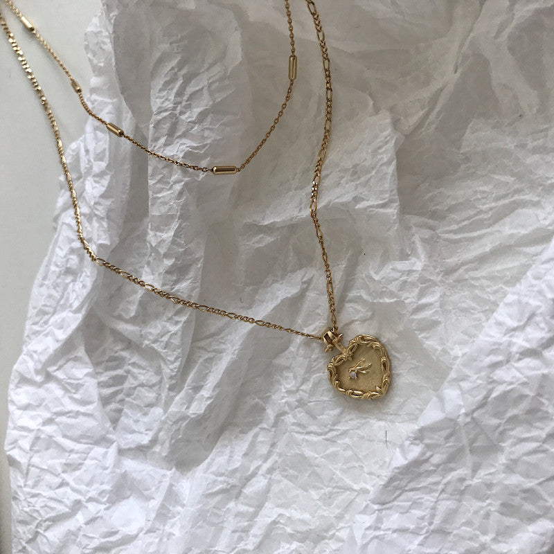 S925 Silver Korean Style Double Layer Heart Necklace
