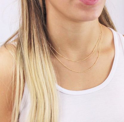 Double Layer Beaded Chain Necklace