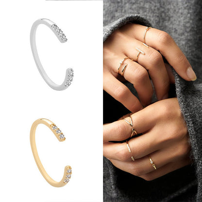 S925 Silver Adjustable Ring with Zirconia for Women