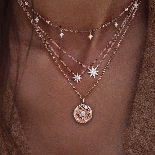 Fashionable Multi-Layer Star Pendant Necklace