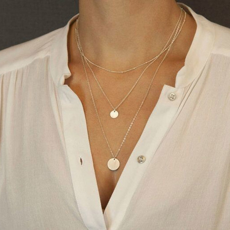 Layered Sequin Necklace Set XL247