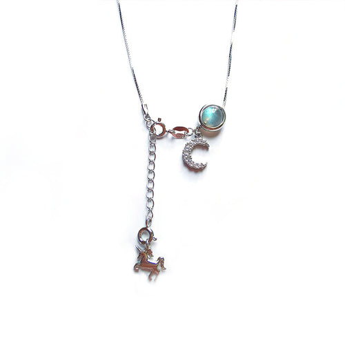 S925 Silver Moonstone Unicorn Necklace for Women