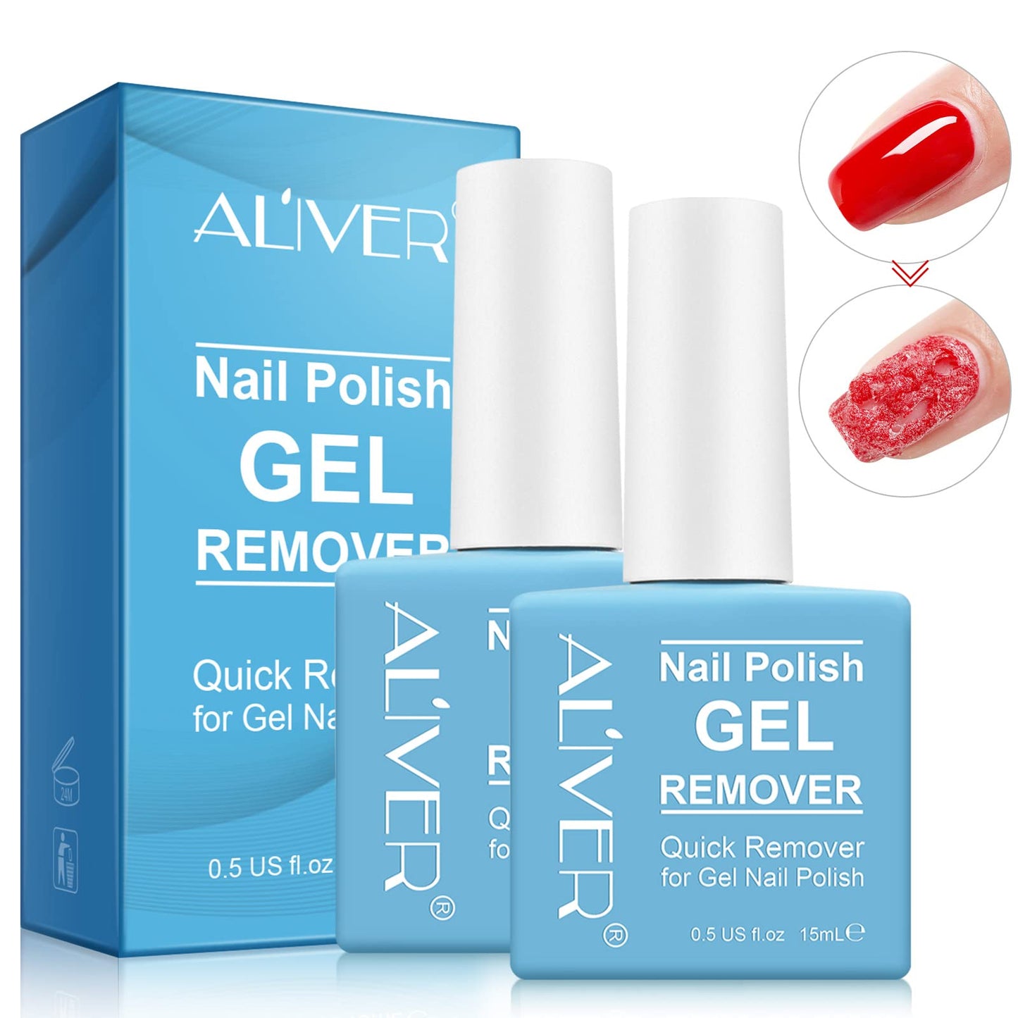 Nail Polish Remover- Professional Removes Gel Nail Polish in 3-5 Minutes for Natural Gel Sculptured Nails Quickly & Easily Not Hurt Nails (2 Pack)