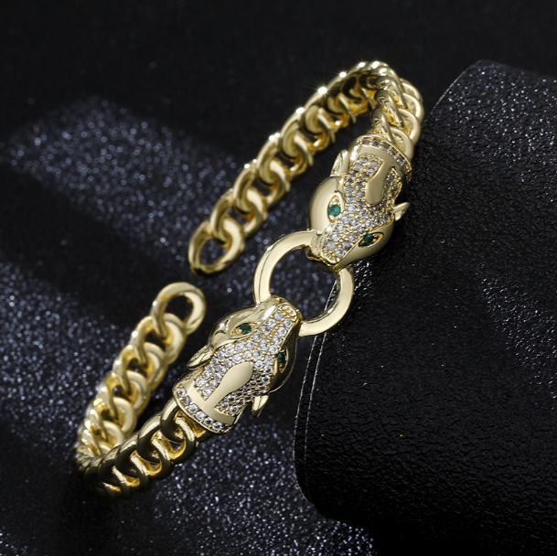 Leopard Diamond Rose Gold Ring Bracelet