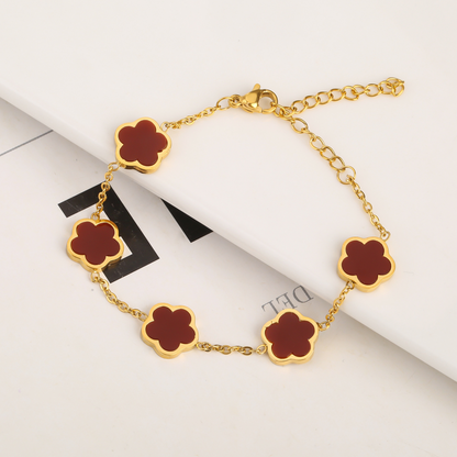 Stainless Steel Five-Petal Jewelry Set
