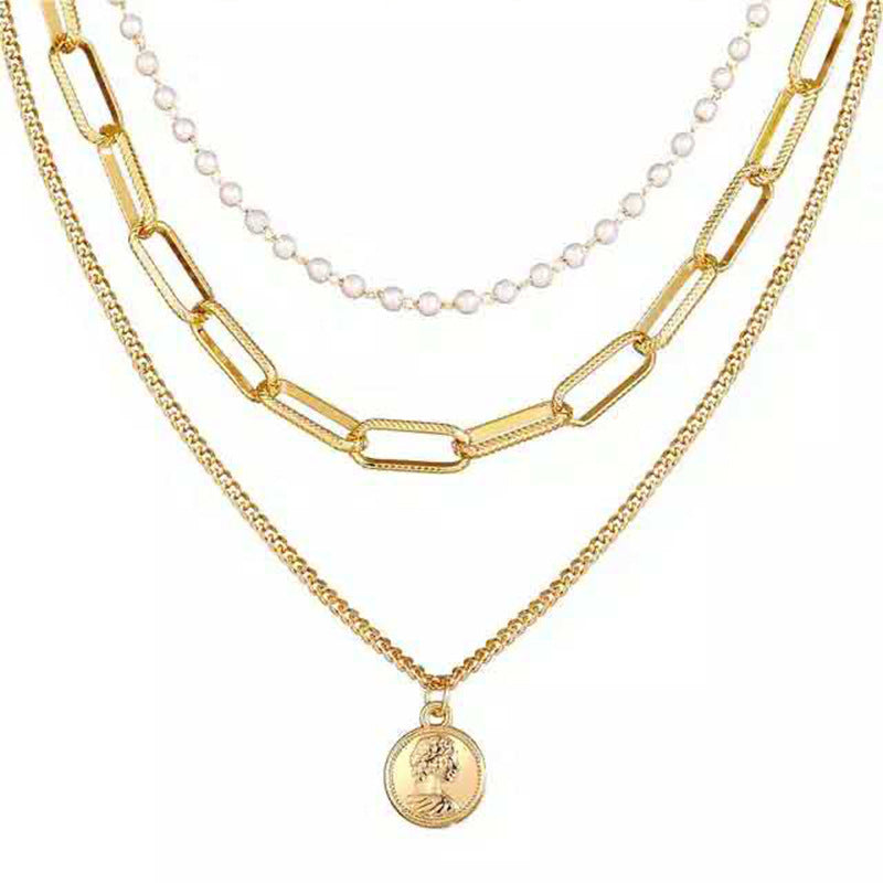 Alloy Multi-Layer Necklace with Star and Moon Pendant
