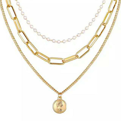 Alloy Multi-Layer Necklace with Star and Moon Pendant