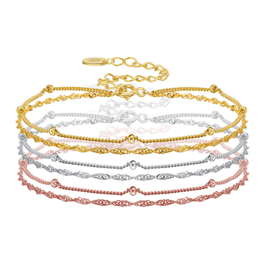 S925 Silver Adjustable Twisted Starry Sky Bracelet