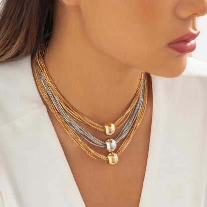 Exaggerated Punk Multi-Layer Chain Choker Necklace