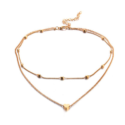 Heart Layered Necklace, Multi-Layered Choker