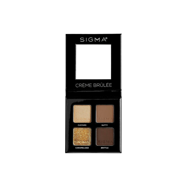 Sigma Beauty Quad Eyeshadow Palette – Makeup Eyeshadow Quad with a Buttery Soft Formula and Buildable Blendable Shades for a Flawless Eye Look Designed for All Day Wear (Crème Brûlée)