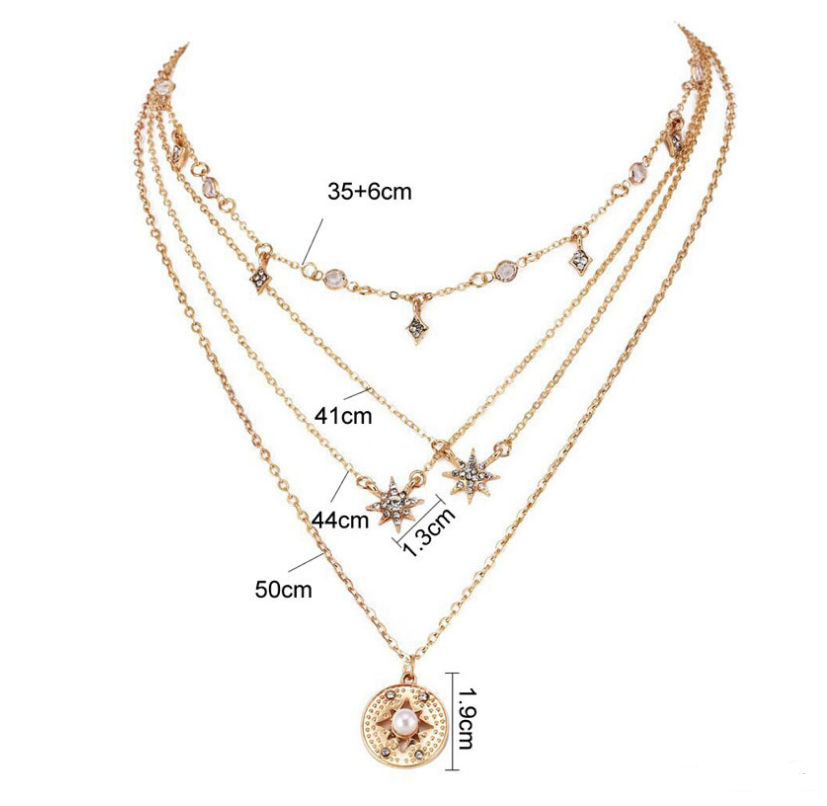 Fashionable Multi-Layer Star Pendant Necklace