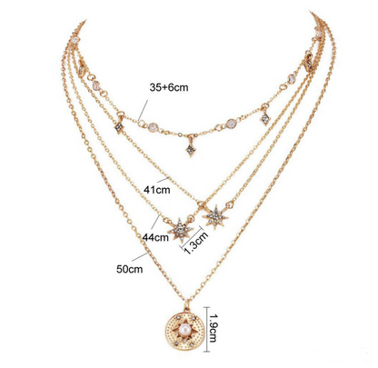 Fashionable Multi-Layer Star Pendant Necklace