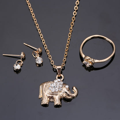 Animal Pendant Jewelry Set: Necklace, Ring, Earrings