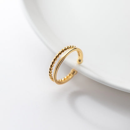 S925 Silver Women's Ring with Double-layer Twist Design