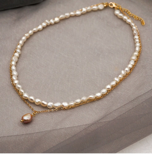 Women's Baroque Freshwater Pearl Double-layer Bracelet