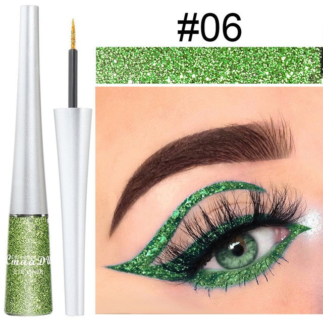 16 Colors Waterproof Glitter Eyeliner for Halloween Makeup