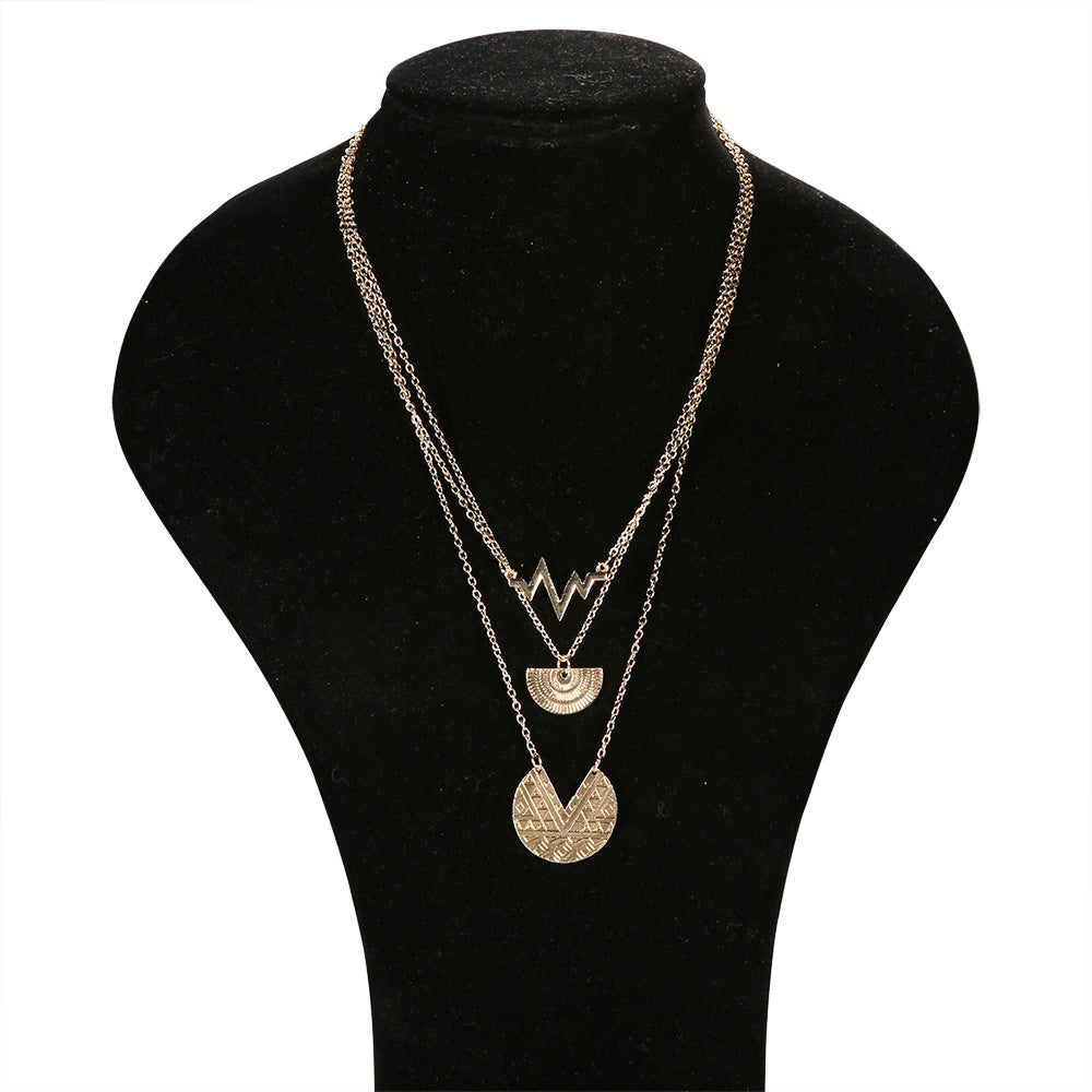 Bohemian Multi-Layer Heartbeat Pendant Necklace
