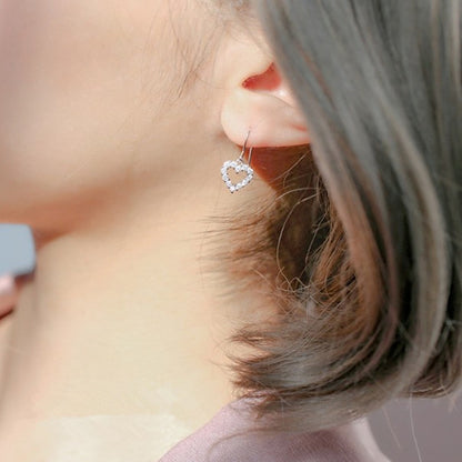 Sweet Heart Shaped S925 Silver Earrings for Girls