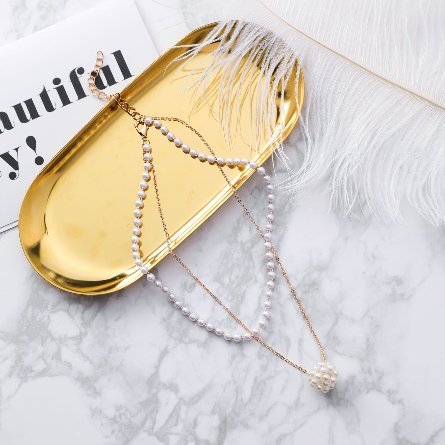 Pearl Chain, Double Layer Choker Necklace