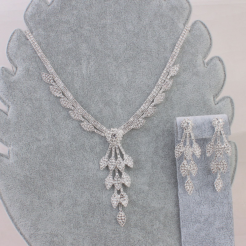 Bride Jewelry Set: Rhinestone Necklace & Earrings
