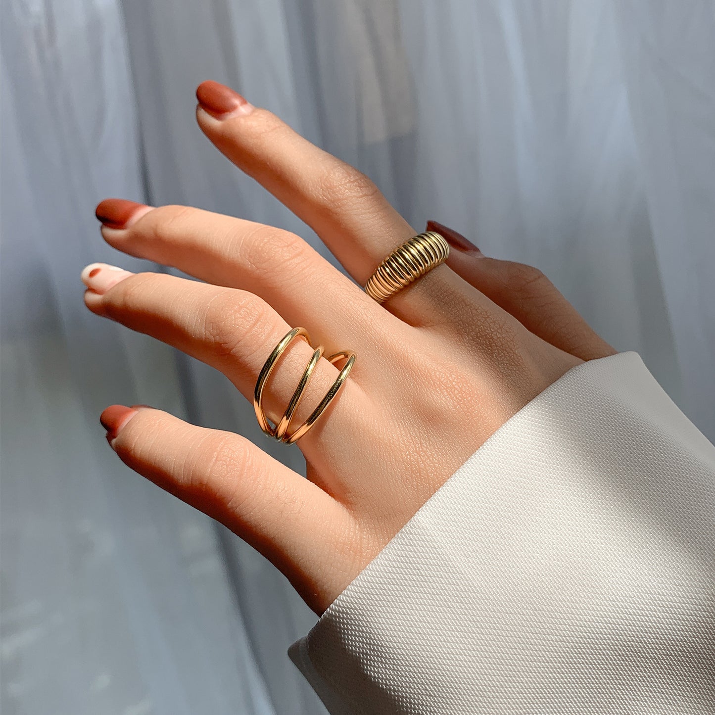 S925 Sterling Silver Women's Geometric Opening Ring