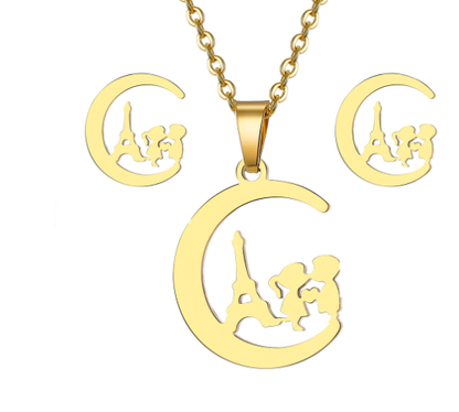Heart Pendant Necklace Set for Women - Stylish Short Chain