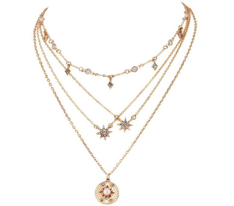 Fashionable Multi-Layer Star Pendant Necklace