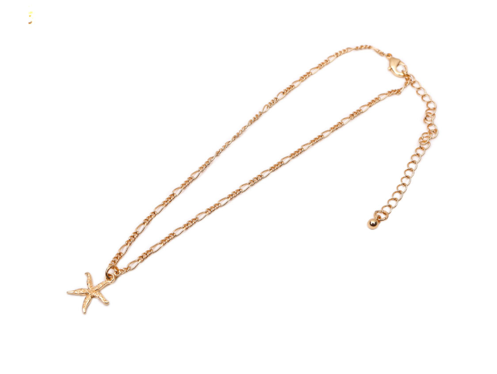 Starfish Shell Metal Pendant Necklace - Layered Design