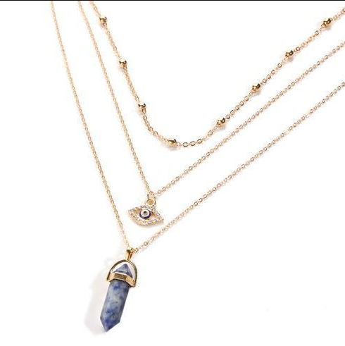 Hexagonal Pendant Necklace for Women, Fashion Layered Design