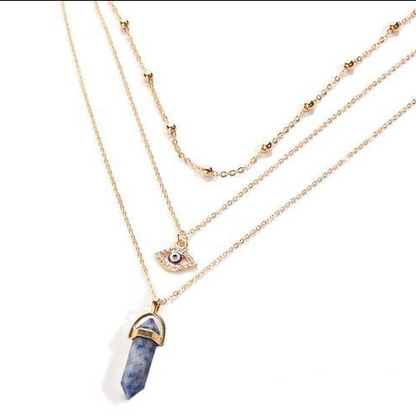 Hexagonal Pendant Necklace for Women, Fashion Layered Design