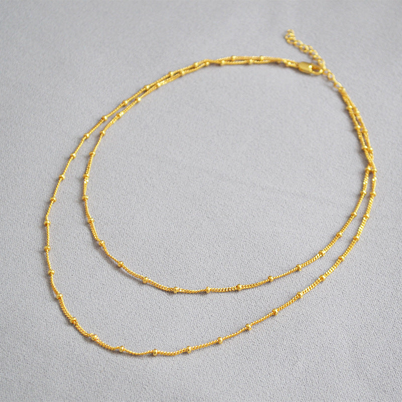 Double Layer Beaded Chain Necklace