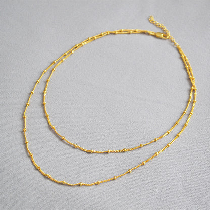 Double Layer Beaded Chain Necklace