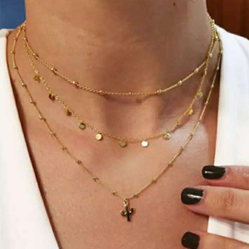 Alloy Multi-Layer Necklace with Star and Moon Pendant
