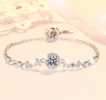 S925 Sterling Silver Starry Bracelet with Adjustable Beads