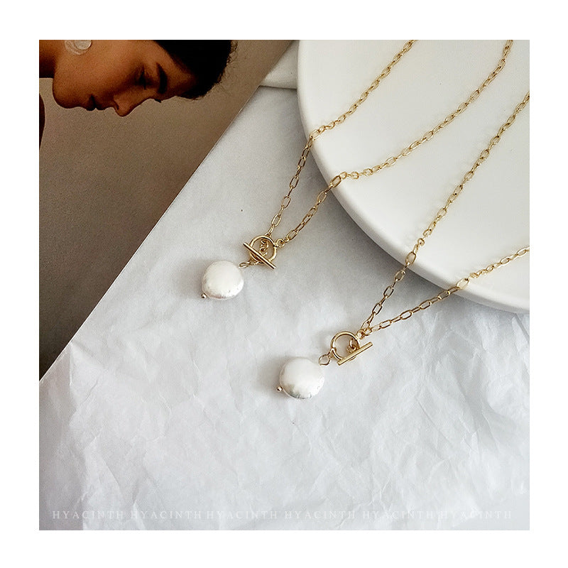 18K Gold Baroque Freshwater Pearl Pendant Necklace