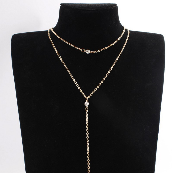 Layered Pearl Tassel Pendant Necklace with Zircon