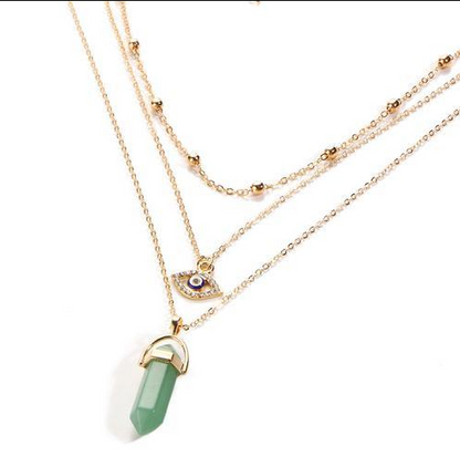 Hexagonal Pendant Necklace for Women, Fashion Layered Design