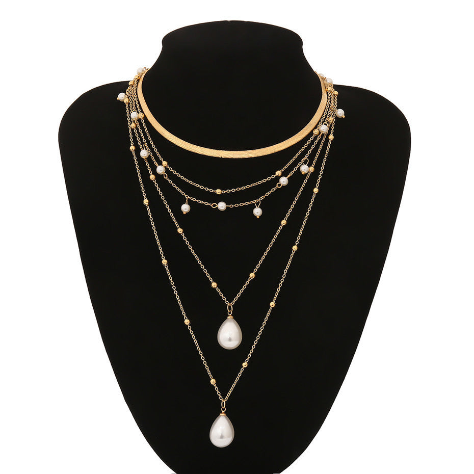Gothic Baroque Pearl Tassel Multi-Layer Necklace