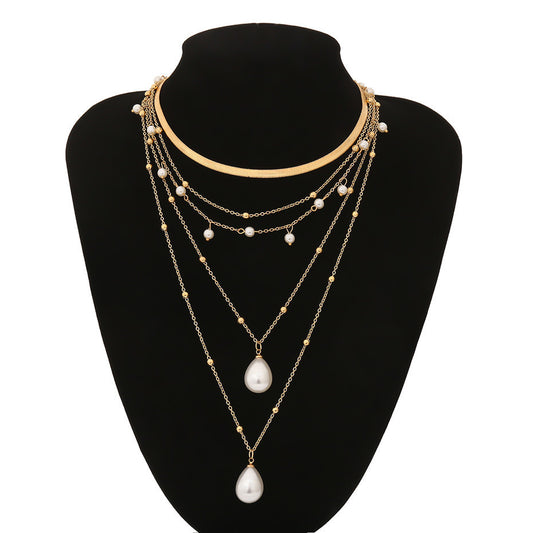 Gothic Baroque Pearl Tassel Multi-Layer Necklace