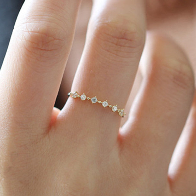 S925 Silver Ring with 14K Gold and Zirconia Stones